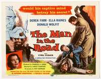 v110 MAN IN THE ROAD movie title lobby card '57 Ella Raines, Derek Farr