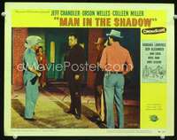 v644 MAN IN THE SHADOW movie lobby card #4 '58 Orson Welles caught!