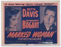 v113 MARKED WOMAN movie title lobby card R56 Bette Davis, Humphrey Bogart