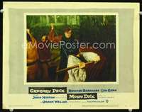 v663 MOBY DICK movie lobby card #8 '56 Gregory Peck with harpoon!