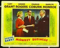 v664 MONKEY BUSINESS movie lobby card #2 '52 Grant, Marilyn Monroe