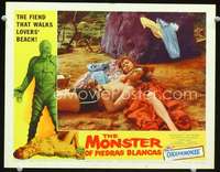 v666 MONSTER OF PIEDRAS BLANCAS movie lobby card #2 '59 on the beach!