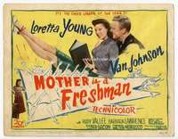 v117 MOTHER IS A FRESHMAN movie title lobby card '49 sexy Loretta Young!