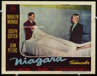 v682 NIAGARA movie lobby card #6 '53 Marilyn Monroe IDs at morgue!