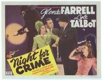 v119 NIGHT FOR CRIME movie title lobby card '43 Glenda Farrell, Lyle Talbot