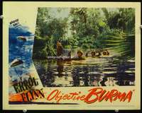 v689 OBJECTIVE BURMA movie lobby card '45 Errol Flynn in swamp!