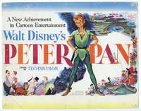 v126 PETER PAN movie title lobby card '53 Walt Disney fantasy classic!