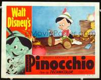 v718 PINOCCHIO movie lobby card R54 with Jiminy Cricket, Disney!