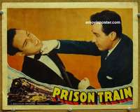 v728 PRISON TRAIN movie lobby card '38 man in tux punched close up!