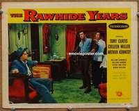v742 RAWHIDE YEARS movie lobby card #5 '55 Tony Curtis with cigar!