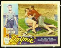 v743 RAYMIE movie lobby card #5 '60 Julie Adams & John Agar on beach!