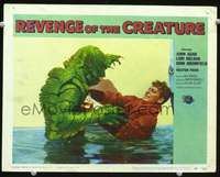 v752 REVENGE OF THE CREATURE movie lobby card #7 '55 great close up!