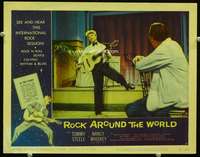 v763 ROCK AROUND THE WORLD movie lobby card #6 '57 Steele w/guitar!