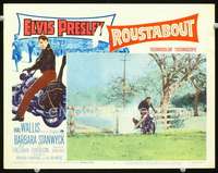 v770 ROUSTABOUT movie lobby card #5 '64 Elvis Presley on motorcycle!