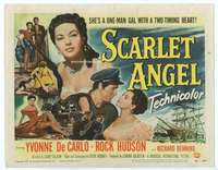 v136 SCARLET ANGEL movie title lobby card '52 Rock Hudson, Yvonne DeCarlo