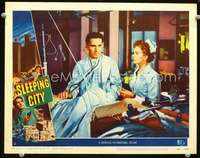 v802 SLEEPING CITY movie lobby card #3 '50 Richard Conte, Coleen Gray