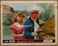 v821 STAGECOACH DRIVER movie lobby card '51 Whip Wilson c/u with gun!
