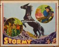 v827 STORMY movie lobby card '35 great image of wild black horse!