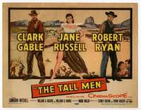 v153 TALL MEN movie title lobby card '55 Clark Gable, Jane Russell, Ryan