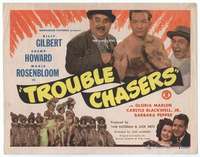 v158 TROUBLE CHASERS movie title lobby card '45 Shemp Howard, pro boxer!
