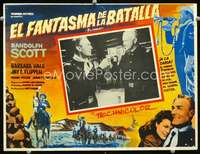 y341 7th CAVALRY Mexican movie lobby card '56 Randolph Scott toasting!