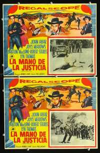 y330 FRONTIER GUN 2 Mexican movie lobby cards '58 cowboy John Agar!