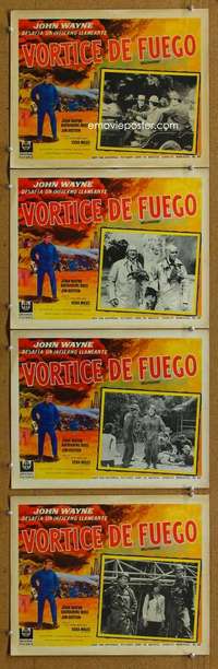 y306 HELLFIGHTERS 4 Mexican movie lobby cards '69 John Wayne, Red Adair