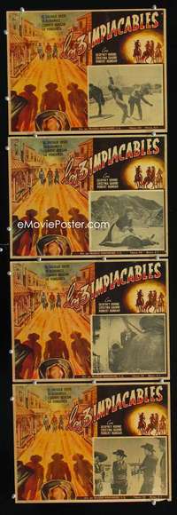 y307 IMPLACABLE THREE 4 Mexican movie lobby cards '63 spaghetti western