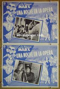 y333 NIGHT AT THE OPERA 2 Mexican movie lobby cards R60s Marx Bros!
