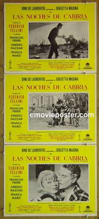 y318 NIGHTS OF CABIRIA 3 Mexican movie lobby cards '57 Federico Fellini