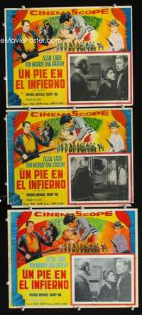 y319 ONE FOOT IN HELL 3 Mexican movie lobby cards '60 Alan Ladd, Murray
