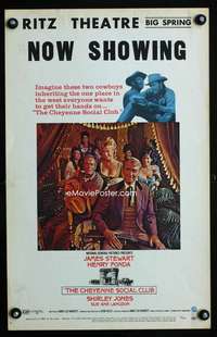y040 CHEYENNE SOCIAL CLUB movie window card '70 Jimmy Stewart, Fonda