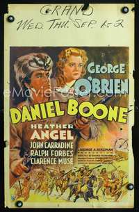 y051 DANIEL BOONE movie window card '36 George O'Brien, Heather Angel