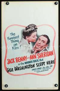 y085 GEORGE WASHINGTON SLEPT HERE movie window card '42 Ann Sheridan