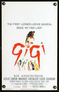 y088 GIGI movie window card '58 cool artwork image of Leslie Caron!