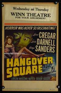 y093 HANGOVER SQUARE movie window card '45 Darnell, great stone litho!