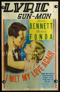 y107 I MET MY LOVE AGAIN movie window card '38 Joan Bennett, Fonda