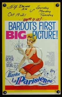 y128 LA PARISIENNE movie window card '58 sexy French Brigitte Bardot!