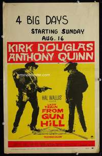 y131 LAST TRAIN FROM GUN HILL movie window card '59 Douglas, Quinn