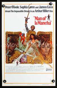 y148 MAN OF LA MANCHA movie window card '72 O'Toole,Loren,CoConis art!