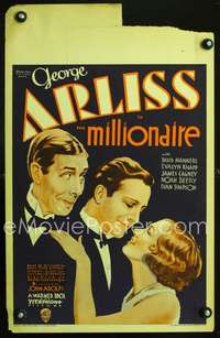 y155 MILLIONAIRE movie window card '31 George Arliss, James Cagney!