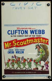 y161 MR SCOUTMASTER movie window card '53 Clifton Webb, Boy Scouts!
