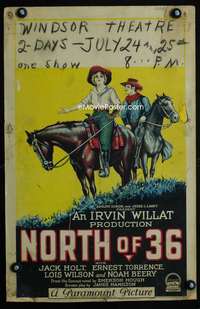 y175 NORTH OF 36 movie window card '24 art of Jack Holt & Lois Wilson!