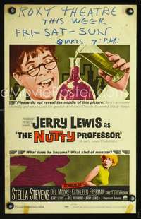 y176 NUTTY PROFESSOR movie window card '63 wacky Jerry Lewis!