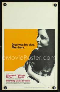 y181 ONLY GAME IN TOWN movie window card '69 Liz Taylor, Warren Beatty