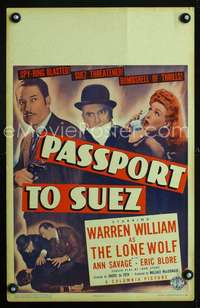 y186 PASSPORT TO SUEZ movie window card '43 William as The Lone Wolf!