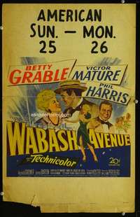 y255 WABASH AVENUE movie window card '50 Betty Grable, Victor Mature