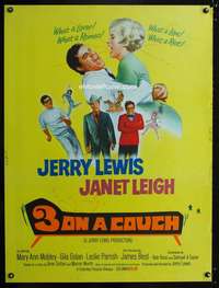 z191 3 ON A COUCH double-sided Thirty by Forty movie poster '66 Jerry Lewis