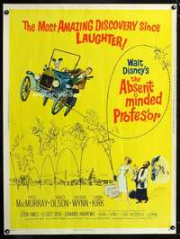 z197 ABSENT-MINDED PROFESSOR Thirty by Forty movie poster '61 Disney, Flubber!