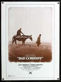 z205 BAD COMPANY Thirty by Forty movie poster '72 Jeff Bridges, western!